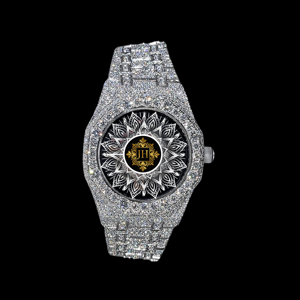 Bracelet-montre de luxe en acier inoxydable avec diamants en moissanite et quartz, design tendance HipHop, 100% passe le testeur de diamants - Product Image 1