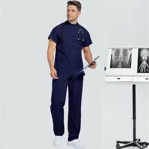 Unisex Elasticity Polyester Woven Quick Dry Fabric Stretch Zipper Nurse <b>Scrubs</b> <b>Set</b> with Needle Detection for Hospital Use - Product Image 3