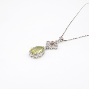 Ensemble pendentif et boucles d'oreilles en argent sterling 925 avec citrine naturelle et quartz citron, plaqué rhodium, bijoux fins OEM ODM - Product Image 5