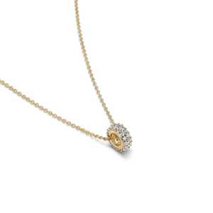 Colliers pendentifs en perles rondelles de diamant, or massif 14k 18k, pavé de diamants de laboratoire taille ronde, minimalistes, pour usage quotidien, breloques coulissantes de luxe - Product Image 3