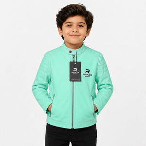 Chaqueta de cuero clásica para niños con acabado suave, ajuste cómodo, ligera, cálida y con un estilo elegante para niños y niñas. - Product Image 4
