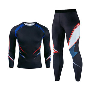 Conjunto Deportivo para Hombre, Camiseta de Manga Larga y Pantalones, Compresión, Color Sólido, Ecológico, Logotipo Frontal, Secado Rápido, Transpirable - Product Image 2