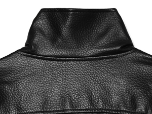 Chaqueta de cuero para mujer con botones frontales, estilo casual, corta, de manga larga, con bolsillo en el pecho y doble banda en la parte delantera. - Product Image 2