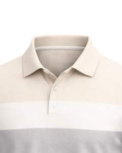 Polo en coton rayé beige et gris personnalisé pour homme, coupe classique, manches courtes, tenue décontractée d'été, fabricant OEM, approvisionnement en gros - Product Image 5