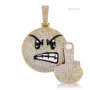 Pendentif Geste du Majeur Offensant pour Homme - Charme en Argent 925 et Moissanite, Pendentif Geste Offensant Glacé, Pendentif Audacieux Hip Hop - Product Image 5