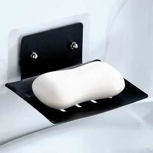 Heavy Duty Metal Soap Dish Holder For <b>Bathroom</b> Sink Counter With Rust Resistant Coating And Water <b>Drain</b> Holes - Product Image 1