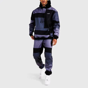 Conjunto de 2 piezas de chándal de invierno de algodón y forro polar con estampado floral personalizado para hombre, de alta calidad, ligero, holgado y cortavientos. - Product Image 1