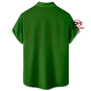 Chemise hawaïenne pour homme, tricotée, 100% polyester, 140g, manches courtes, col rabattu, imprimé perroquet, décontractée, pour l'été, la plage, ORVO Sports - Product Image 4