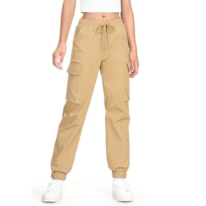 Pantalons d'uniforme scolaire bleu marine personnalisables avec logo, taille élastique, en coton tricoté, style jogging cargo pour enfants - Product Image 5