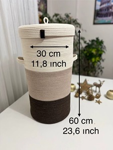 Stylish Macrame <b>Basket</b> For Space Saving Storage Use In Bedroom Living Room Office And Entryway Organizer Needs From India - Product Image 3