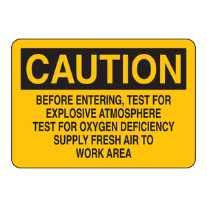 Panneau triangulaire de précaution Brady : Avertissement d'atmosphère explosive et de carence en oxygène pour la sécurité en laboratoire - Product Image 1