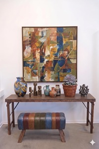 Premium Rare Patchwork Leather Pommel Horse Bench with Rustic Wooden Legs Upholstered Entryway <b>Bedroom</b> Seating <b>Stool</b> - Product Image 3