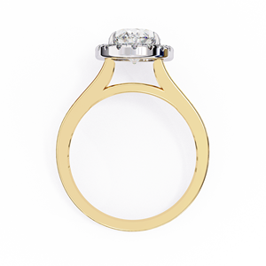 Bague de fiançailles solitaire ovale en diamant de laboratoire Halo 1,50 carat certifié IGI, en or massif 18 carats, avec bande fendue et pavé, bijoux fins - Product Image 4
