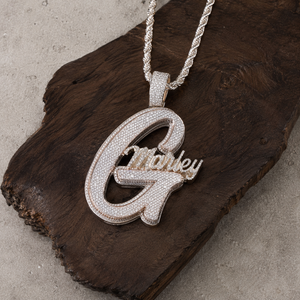 Pendentif personnalisé lettre G serti de moissanite, en argent 925 plaqué or/argent, bijoux hip-hop pour mariage, vente en gros - Product Image 2