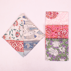 Indian Handmade Block Printed Floral Organic Cotton Breathable Lightweight Square Bandana Boho Neck Hair Wrap Eco-Friendly Pet - Product Image 2