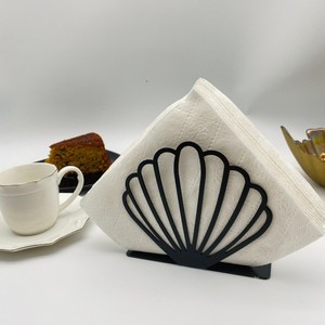 Modern Metal Napkin Holder Shell Design Free Standing <b>Table</b> Decorative Stand - Product Image 5