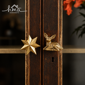 Handmade Solid Brass Eight Point Star Cabinet Knob Geometric Decorative <b>Drawer</b> <b>Pull</b> Dresser Wardrobe Kitchen Bathroom Furniture - Product Image 1