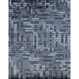 Handmade Màu Xanh Hình Chữ Nhật Gân Len Lụa Tây Tạng Thảm Cắt Đống Sọc Mô Hình Sinh Thái Thân Thiện Với Môi Phòng Khách Trang Trí Nội Thất Sàn Bao gồm - Product Image 1