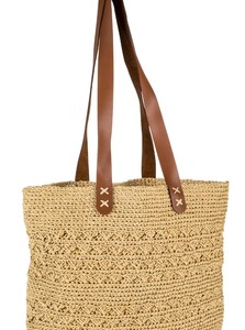 Bolso Tote de Rafia Hecho a Mano, Bolso de Hombro Tejido de Color Natural, Bolso de Uso Diario Artesanal, Bolso de Ganchillo Forrado - Product Image 4