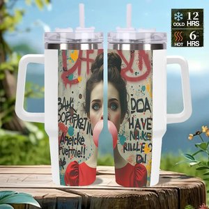 Custom Stainless Steel Tumbler 40oz With Handle Personalized Design For <b>Coffee</b> Or Tea - Product Image 2