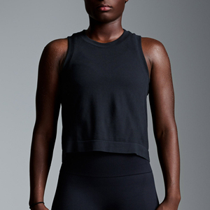 Débardeur court pour femme de haute qualité, col rond, coupe ajustée, sans manches, respirant, en polaire pour un confort quotidien - Product Image 1