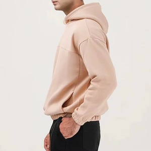 Sweat-shirt à capuche surdimensionné pour homme en polaire, couleur unie, manches classiques, vêtement décontracté pour l'automne - Product Image 3