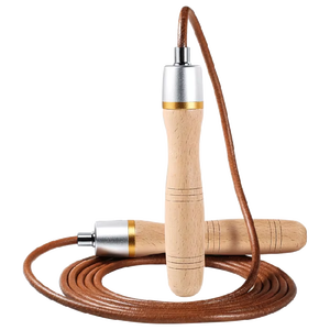 Nouvelle Corde à sauter légère de 1 kg en cuir de vachette avec poignées en bois pour entraînement sportif rapide, longueur 3 m, unisexe, vente en gros directe usine - Product Image 6