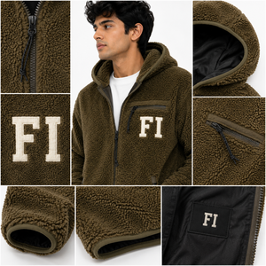 Blouson à capuche zippé en polaire pour homme, en tissu sherpa doux, avec poches et poignets côtelés, vêtement d'extérieur décontracté d'hiver, fournisseur USA - Product Image 4