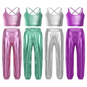 Maillot Metálico de Gimnasia Rítmica para Niñas de 6 a 16 Años con Pantalones, para Patinaje Artístico, Competencia, Actuación en Escenario, Uso Diario Informal - Product Image 1