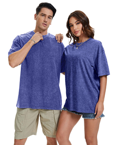 เสื้อยืดเบสิคทรงโอเวอร์ไซส์ ผ้าฟอกสี 280 กรัม คอเสื้อแบบดรอปโชว์เดอร์ เสื้อเบสิคผู้ชาย วินเทจ แขนสั้น สีพื้น เสื้อยูนิเซ็กส์ - Product Image 5