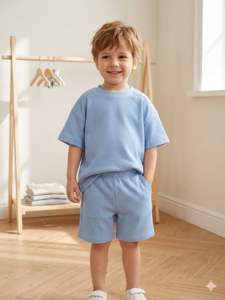 Conjunto de Ropa de Verano para Niños, Dos Piezas, Camiseta y Pantalones Cortos con Estampado, Estilo Informal, Talla Grande - Product Image 6