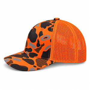 Gorra Trucker de Camuflaje Naranja de Alta Visibilidad, Gorra de Malla para Caza al Aire Libre, Bordado Personalizado, 6 Paneles, Ajustable, Estilo Verano - Product Image 4