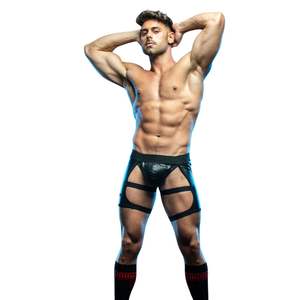 Kinky Shorty Chaps, sous-vêtements sexy en dentelle épaisse extensible noire pour hommes, vêtements de club fetish - Product Image 1