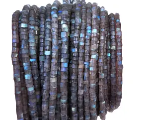 Natural Blue Fire Labradorite Gemstone Tyre Shape Smooth Heishi Beads Making Jewelry 2022 Wholesaler