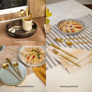 Classic Luxury Gold Cutlery – Elegant Stainless Steel Dining <b>Spoon</b> Fork Knife Set for Fine <b>Table</b> Setup - Product Image 5