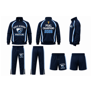 Conjunto Deportivo de Lucha Libre Eagle Academy Azul Marino, Chaqueta con Cierre Completo, Pantalones y Shorts, Campeones de PSAL 2026, Unisex Adulto - Product Image 2