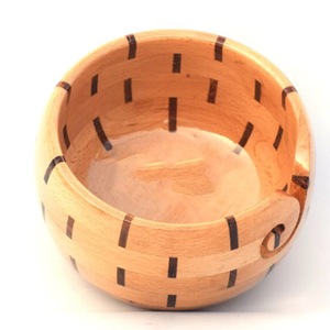 Wooden Yarn <b>Bowl</b> Round Hand <b>Knitting</b> Crochet Holder with Cutout Simple Design Durable - Product Image 5