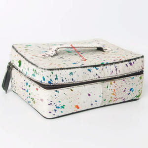 Bolso de Mano de Cuero para Mujer con Diseño de Salpicaduras de Pintura Multicolor, Cierre de Doble Cremallera, Bolso de Mano Estructurado para la Noche - Product Image 4