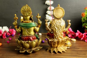 งานฝีมือนิรมลา รูปปั้นพระลักษมีพระพิฆเนศหลากสี ทำจากเรซิ่นโพลีเอสเตอร์ ของตกแต่งทางศาสนา ของขวัญทางศาสนา สำหรับพิธีกรรมพระพุทธะพระศักดิ์สิทธิ์พระพุทธเจ้า - Product Image 4