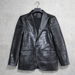 New Fashion Custom Genuine Etoxic Croco Leather Men's Winter Short <b>Biker</b> <b>Jacket</b> Latest Design Casual Stylish Men Vest Coat - Product Image 1