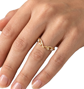 Manufacturing 10K 14K Solid Gold Marquise Round Lab Diamond Leaf Designer <b>Ring</b> Minimalist <b>Ring</b> <b>Dainty</b> Curved Engagement Band - Product Image 6