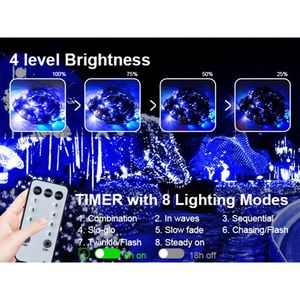 9.8 * 6.5FT éclairage décoratif de noël 360 LED filet de maille lumière 8 Modes chaîne de filet connectable à distance pour les décorations - Product Image 5