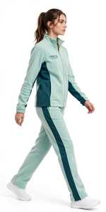 Conjunto Deportivo de Mujer para Primavera, Diseño 2 en 1 con Bloques de Color, Chaqueta con Cierre y Cuello Alto en Verde Menta y Pantalones Deportivos hasta el Tobillo - Product Image 4