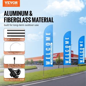 Kit Asta Bandiera a Piuma da 5 Metri per Esterni, Pubblicità Aziendale, Bandiere Promozionali con Picchetto a Terra - Product Image 2