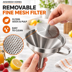 Entonnoir de cuisine en acier inoxydable avec filtre amovible, passoire de qualité alimentaire pour accessoires de cuisine et préparation culinaire à domicile - Product Image 6