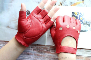 Guantes de fitness unisex de medio dedo, de piel de cabra verde, con correa de muñeca ajustable para levantamiento de pesas en el gimnasio. - Product Image 4