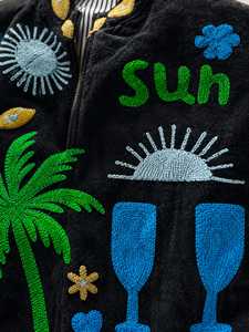 Handmade Suzani <b>Velvet</b> <b>Jacket</b> Floral Embroidery Crew Neck Full Sleeves Boho Style Autumn Winter Women's Outerwear - Product Image 4