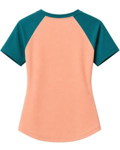 <b>Peach</b> Pink And Teal Blue Raglan T Shirt For Women Casual Crew Neck Short Sleeve Soft Cotton Blend Summer Fashion <b>Top</b> - Product Image 2