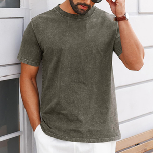 T-shirt homme col rond délavé à l'acide, coupe décontractée et oversize, style streetwear, avec design et logo personnalisés - Product Image 5