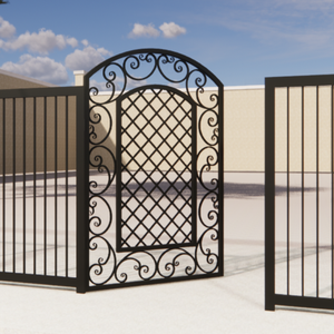 Puerta de Hierro Forjado Personalizada, Puerta de Entrada Decorativa de Metal para Desarrollos Residenciales de Lujo - Product Image 1